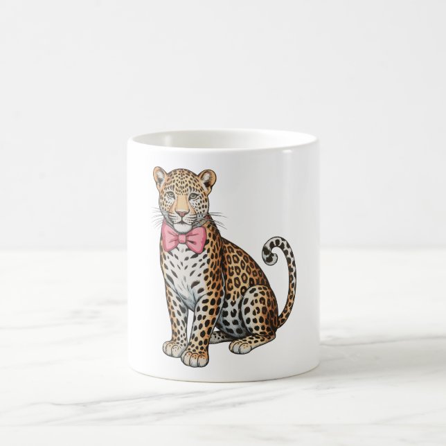 Caneca De Café Leopard Pink Coquette Bow Girly Sublimation Art (Centro)