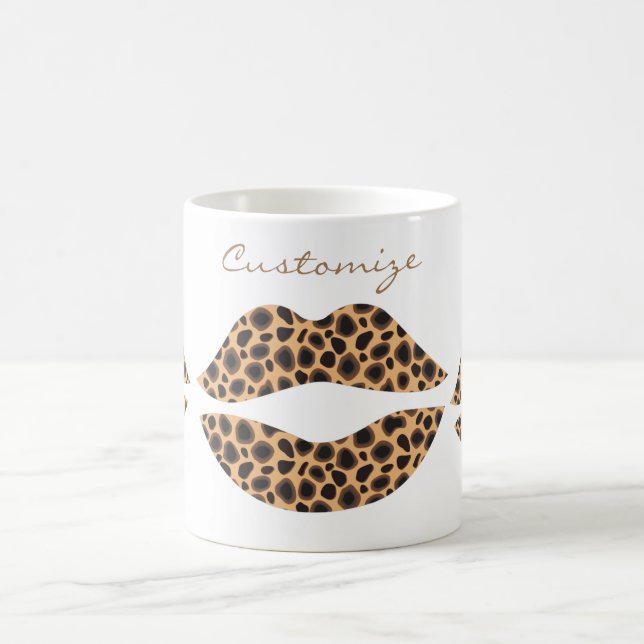 Caneca De Café Leopard Spots Lipstick Kiss Thunder_Cove (Centro)