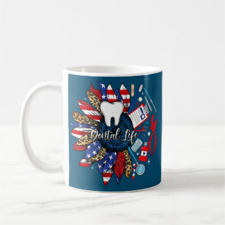 Caneca De Café Leopard Sunflower Tooth Dental Life Dentist Lover