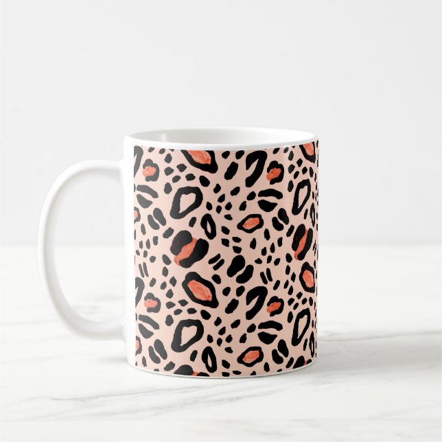 Caneca De Café Leopardo abstrato de aquarela. Padrão de impressão (Esquerda)