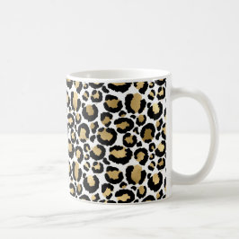 Caneca De Café Leopardo branco e Dourado