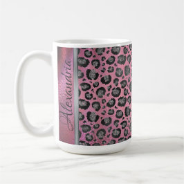 Caneca De Café Leopardo brilhante impresso a rosa quente brilhant