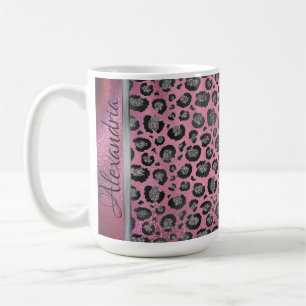 Caneca De Café Leopardo brilhante impresso a rosa quente brilhant
