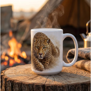 Caneca De Café Leopardo Caçador Silencioso   Arte de Vida Selvage