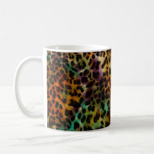 Caneca De Café Leopardo Colorido: Textura de Abstrato