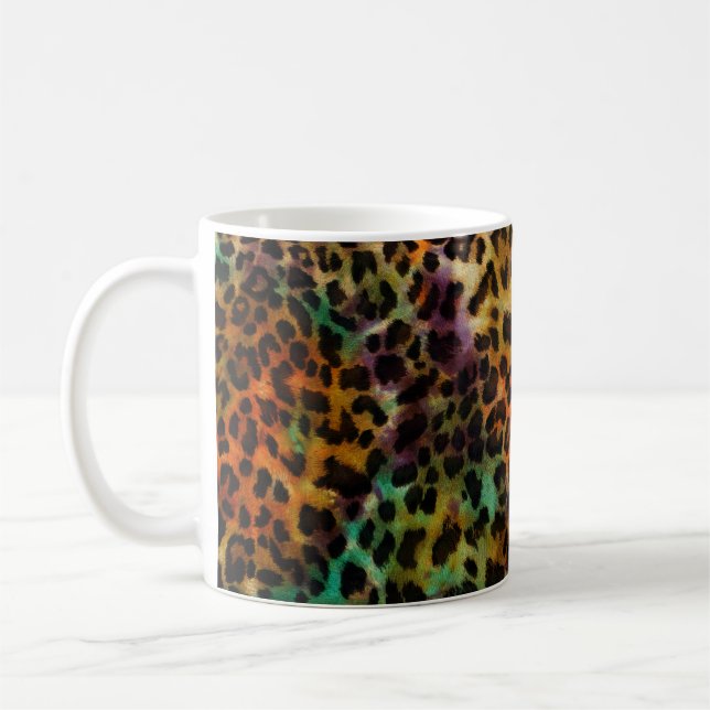Caneca De Café Leopardo Colorido: Textura de Abstrato (Esquerda)