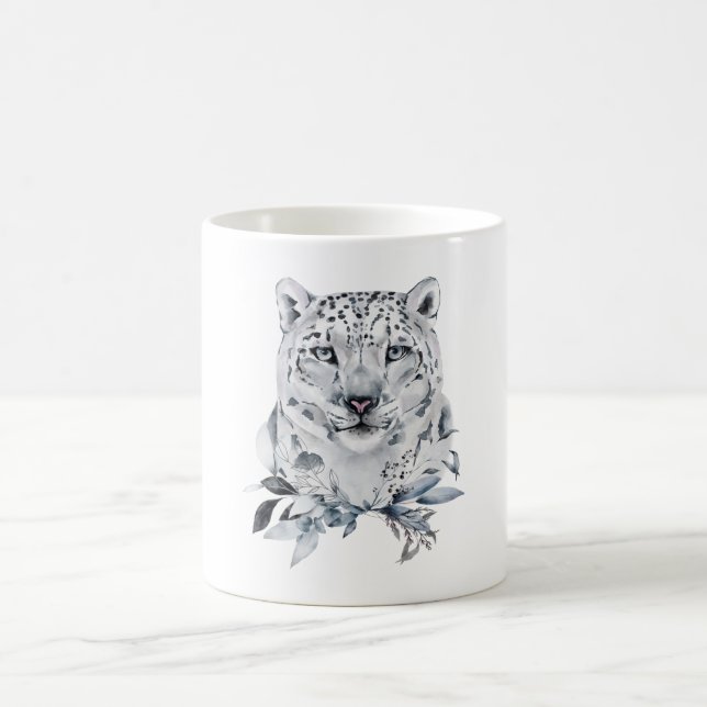 Caneca De Café Leopardo de Neve, Cor da Água de inverno (Centro)
