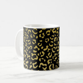 Caneca De Café Leopardo Dourado, Brilhante Dourada, Padrão-Leopar