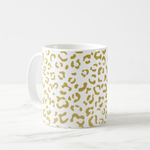 Caneca De Café Leopardo Dourado, Brilho Dourado, Impressão Leopar