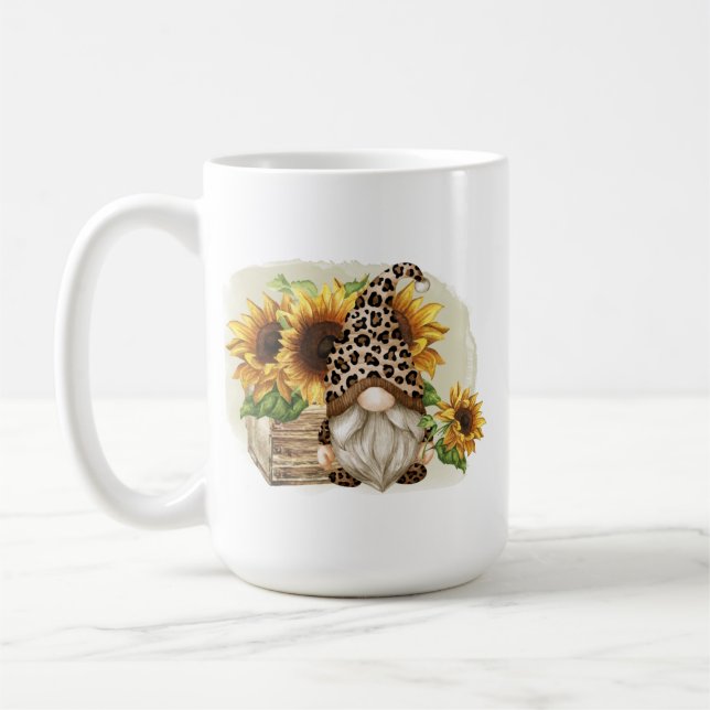 Caneca De Café Leopardo Gnomo Girassóis (Esquerda)