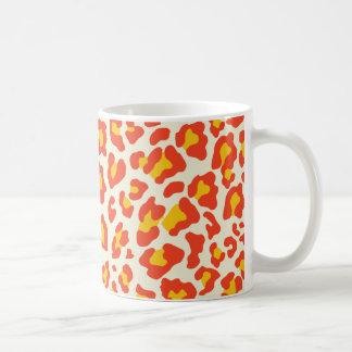 Caneca De Café Leopardo - Impressão Laranja, Amarelo, Branco