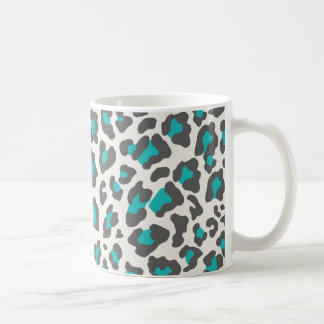 Caneca De Café Leopardo Impresso Aqua, Cinzas, Branco