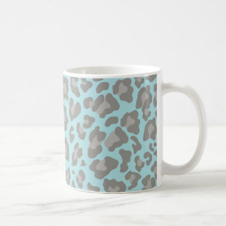 Caneca De Café Leopardo Imprime Azul e Cinzas