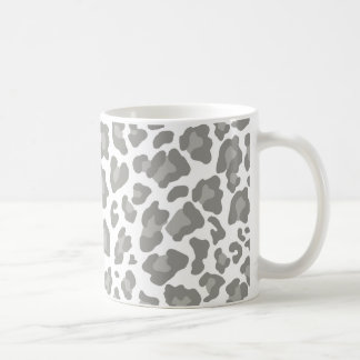 Caneca De Café Leopardo Imprime Branco e Cinzas
