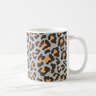 Caneca De Café Leopardo Imprime Preto, Cinza, Laranja