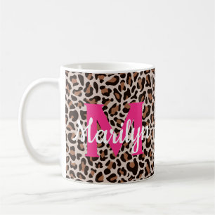 Caneca De Café Leopardo Imprimir Personalizar Nome do Café Rosa 