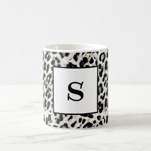 Caneca De Café Leopardo - Monograma impressão, personalizado,