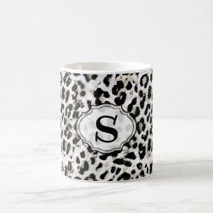 Caneca De Café Leopardo - Monograma impressão, personalizado,