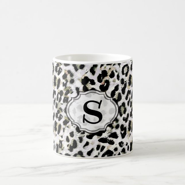 Caneca De Café Leopardo - Monograma impressão, personalizado, (Centro)