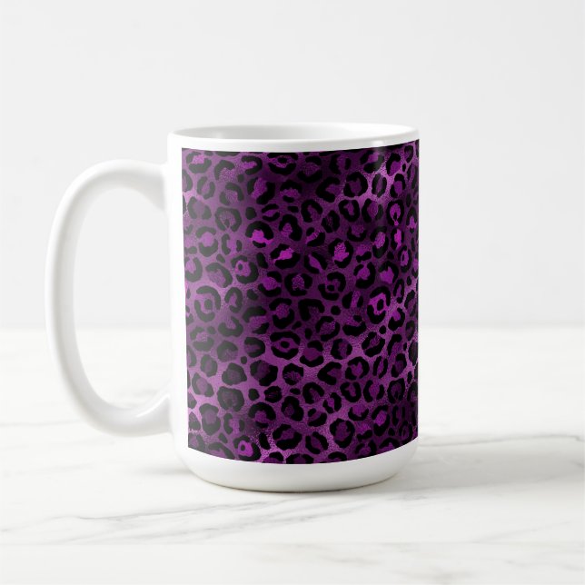 Caneca De Café Leopardo roxo e Dourado Design 3 (Esquerda)