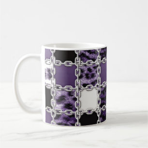 Caneca De Café Leopardo ultravioleta sem costura e corrente prate