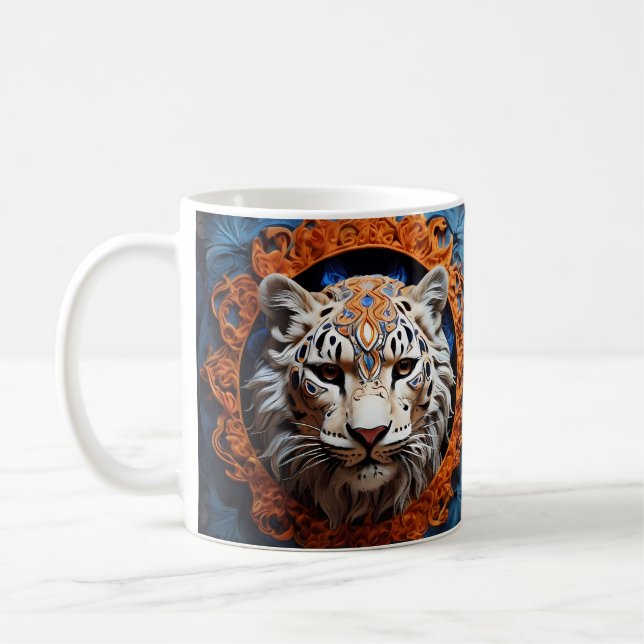 Caneca De Café Leopardo Vibrante com Motifs Floral (Esquerda)