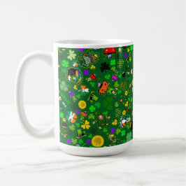 Caneca De Café Leprechaires Shamrocks Dourados Cogumelos Me Beija