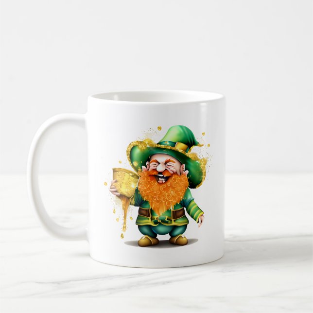 Caneca De Café Leprechaun gnomo gold mug sortudo elfo místico (Esquerda)
