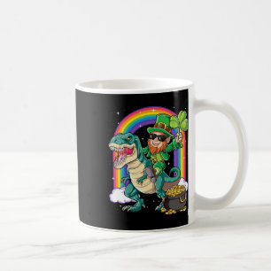Caneca De Café Leprechaun Montado em Dinossauro Dia de São Patríc