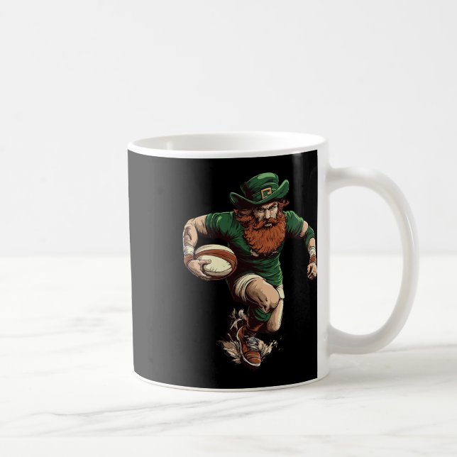 Caneca De Café Leprechaun Rugby Funny Rugby Player St Patricks Da (Direita)