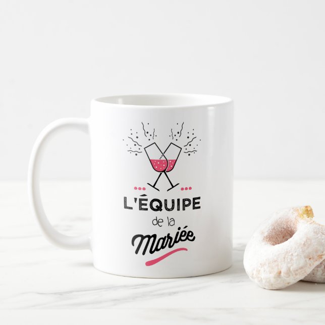Caneca De Café L'équipe de la mariée (Com Donut)