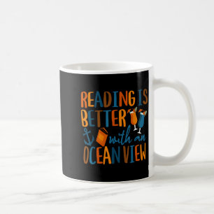 Caneca De Café Ler é melhor com uma vista para o oceano