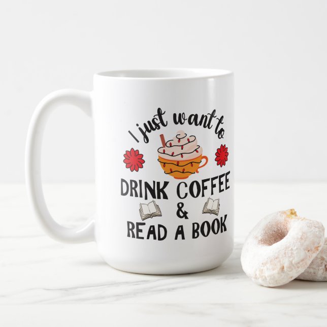 Caneca De Café Ler Livro E Beber Café (Com Donut)