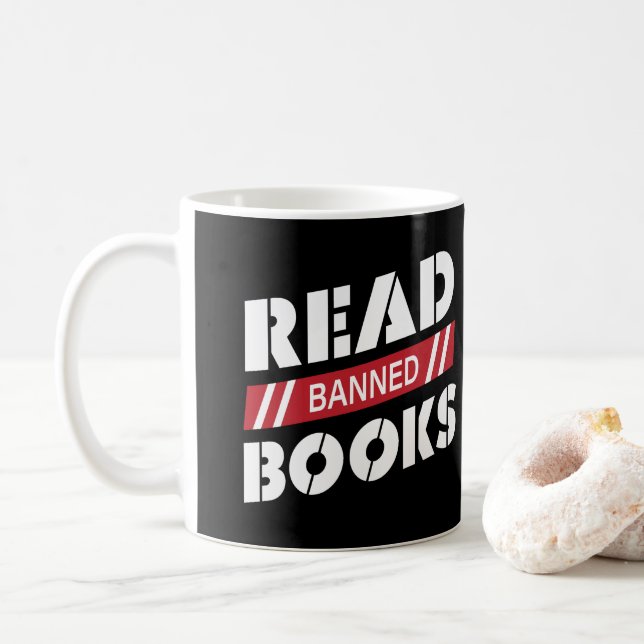 Caneca De Café Ler Livros Banidos (Com Donut)