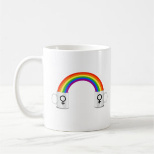 Caneca De Café Lésbica Arco-Íris Data do Café