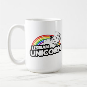 Caneca De Café Lésbica Unicorn Rainbow
