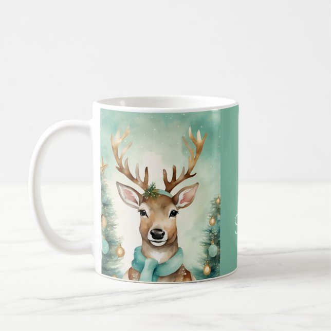 Caneca De Café "Let It Snow" Turquoise & Gold Cozy Christmas (Esquerda)