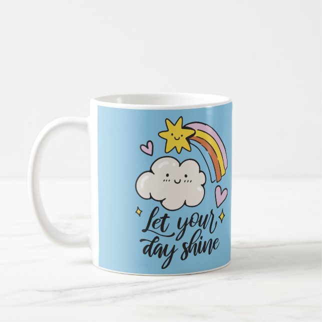 Caneca De Café Let Your Day Shine Rainbow Mug – Cute & Uplifting  (Esquerda)