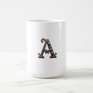 Caneca De Café Letra A de Bronze Ornamentada com Sininhos