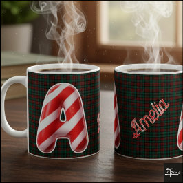 Caneca De Café Letra A de Natal Listrada de Cana de Açúcar Brilha