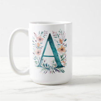 Caneca De Café Letra A do Monograma Flor