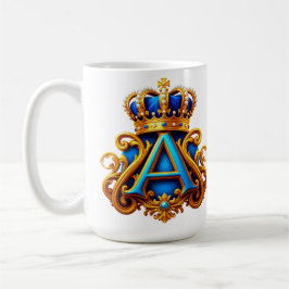 Caneca De Café Letra A Dourada Ornamentada Com Desenho De Moldura