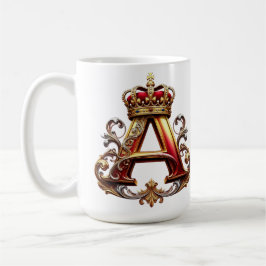 Caneca De Café Letra A Majestosa Ornamentada com Coroa