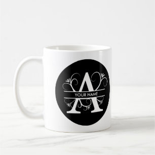 Caneca De Café Letra A - Monograma Preto e Branco