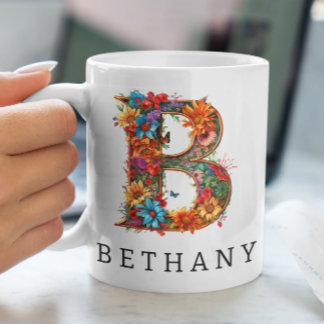 Caneca De Café Letra alfabética do jardim B Monograma Café Mug