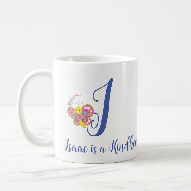 Caneca De Café Letra Butterfly I Floral Mug (Esquerda)