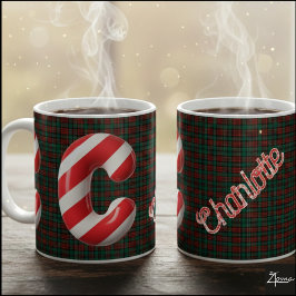 Caneca De Café Letra C de Natal Listrada de Cana de Açúcar Brilha