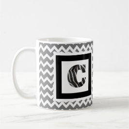 Caneca De Café Letra "C" do impressão da zebra Chevron