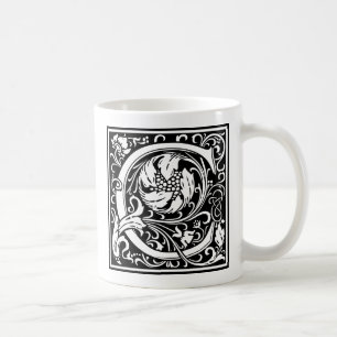 Caneca De Café Letra C Monograma Medieval Arte Nova