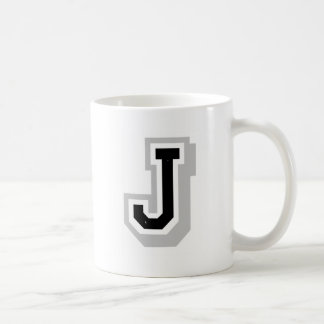 Caneca De Café letra cinzenta preta J